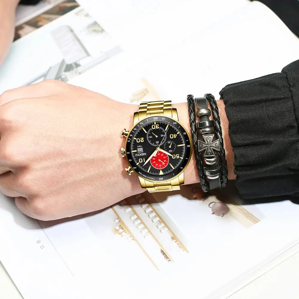 NIBOSI Mens Watches Top Brand Luxury Stainless Steel Waterproof Quartz Watch Men Fashion Chronograph Male Sport Military Watch
NIBOSI Mens Watches Top Brand Luxury Stainless Steel Waterproof Quartz Watch Men Fashion Chronograph Male Sport Military Watch