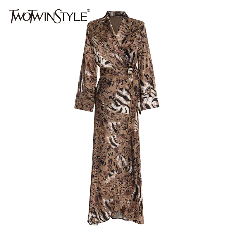 TWOTWINSTYLE Leopard Printed Dress Women V Neck Long Sleeve Wrap Lace up Slim Dresses Female 2022 Spring New Fashion Clothes
TWOTWINSTYLE Leopard Printed Dress Women V Neck Long Sleeve Wrap Lace up Slim Dresses Female 2022 Spring New Fashion Clothes