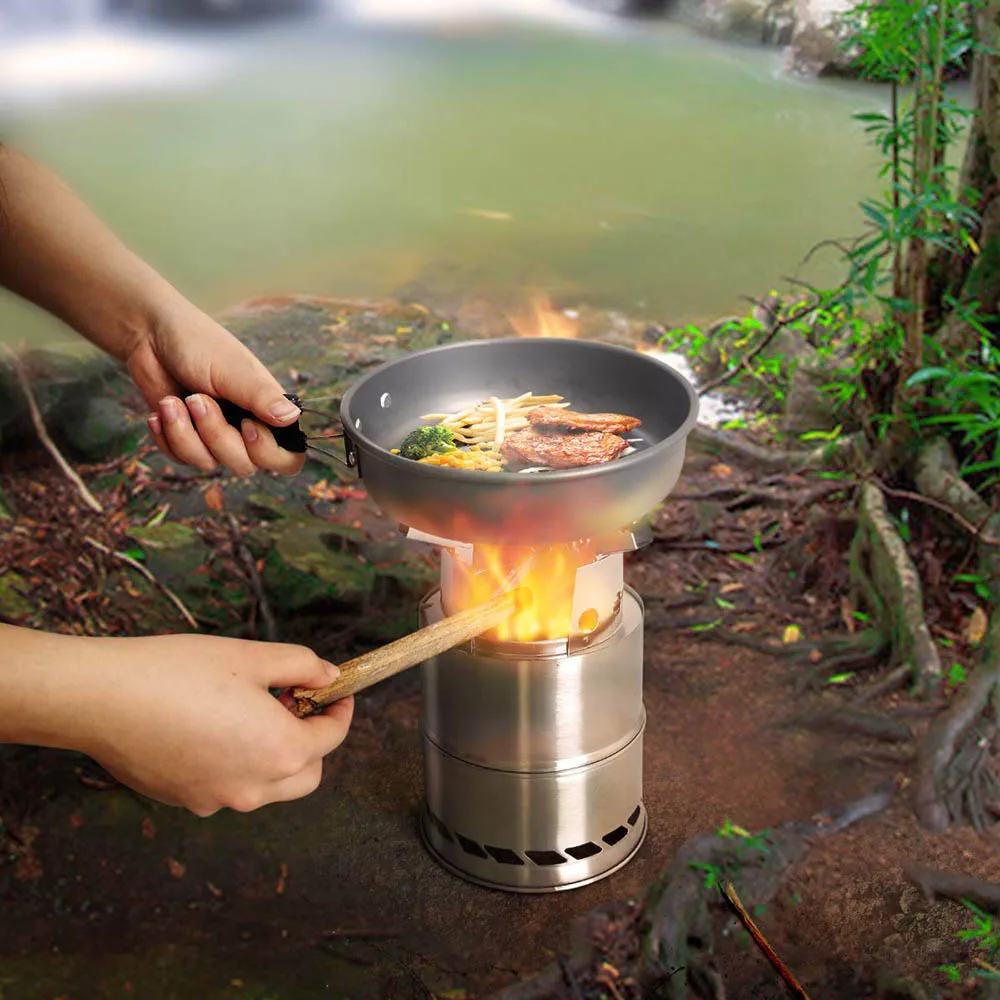 Portable Outdoor Camping Stove Wood Burning Mini Lightweight Stainless Steel Stove Picnic BBQ Cooker Travel Adventure Tools 
Portable Outdoor Camping Stove Wood Burning Mini Lightweight Stainless Steel Stove Picnic BBQ Cooker Travel Adventure Tools