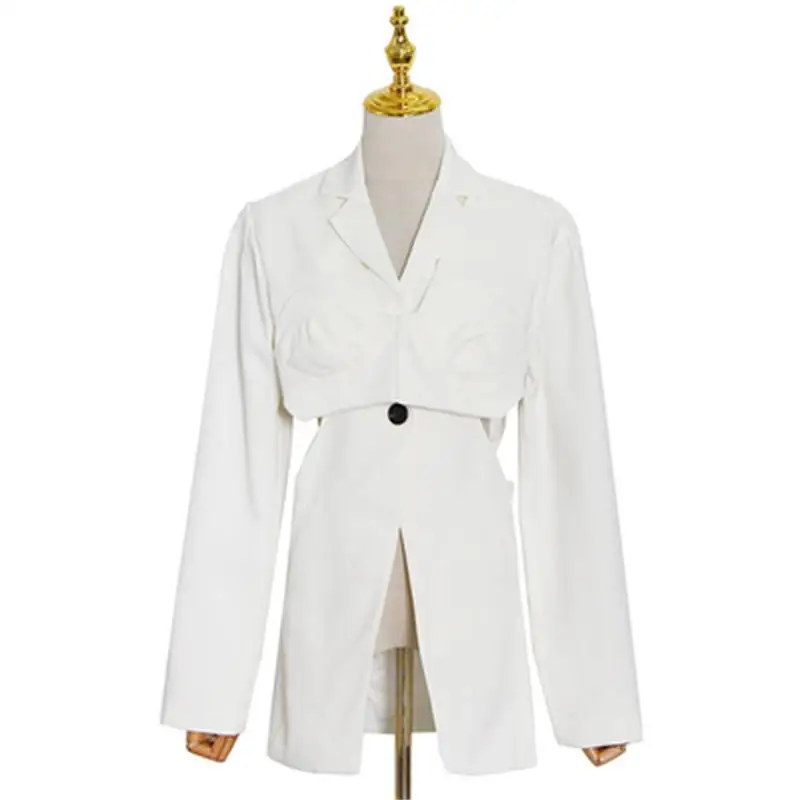 White casual business suit women Blazer Autumn New Loose style shoulder pads waist stitching hollow women Blazer Women Coat
White casual business suit women Blazer Autumn New Loose style shoulder pads waist stitching hollow women Blazer Women Coat