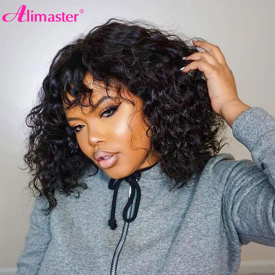 Curly Human Hair Wig With Bangs Short Bob Pixie Cut Wig Human Hair Brazilian Full Machine Made Wigs For Women Deep Wave Wig
Curly Human Hair Wig With Bangs Short Bob Pixie Cut Wig Human Hair Brazilian Full Machine Made Wigs For Women Deep Wave Wig
