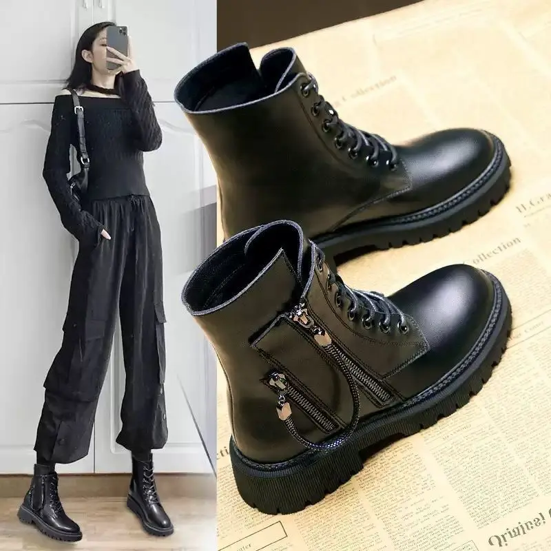 Women Martin Boots 2021 New Autumn Winter Warm Female Office Booties Thick Platform Black Ladies Casual Shoes Womans Ankle Boots 
Women Martin Boots 2021 New Autumn Winter Warm Female Office Booties Thick Platform Black Ladies Casual Shoes Womans Ankle Boots