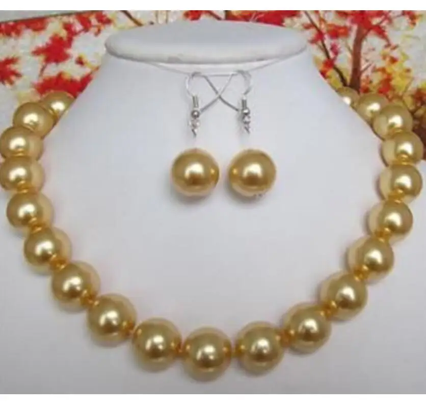 Заводская цена на прекрасное женское ожерелье 12 мм Золотое жемчужное с морской