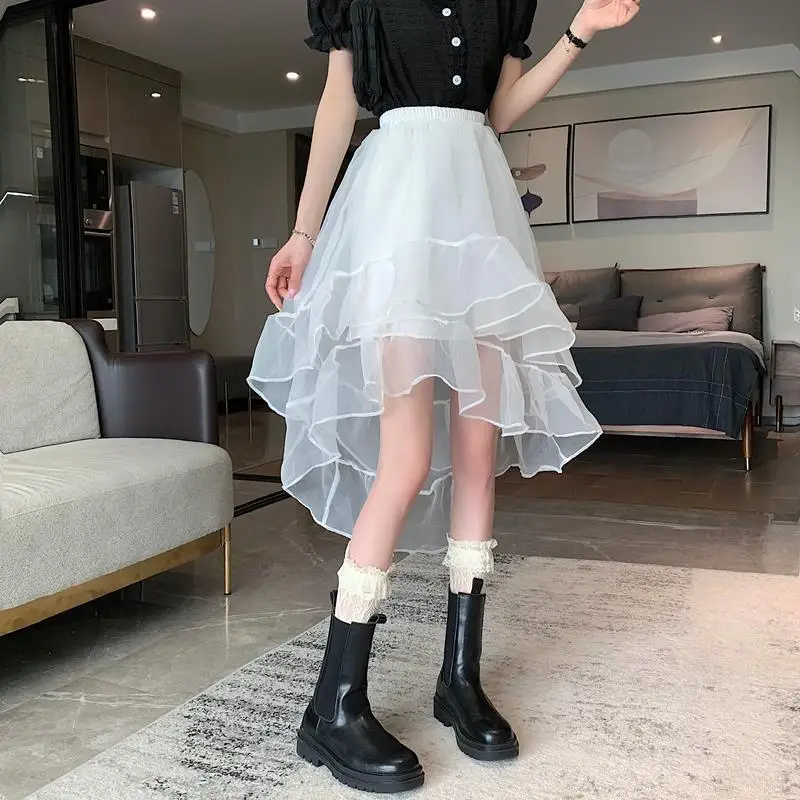 Women's Summer Irregular Skirt Swallowtail Skirt Casual Summer Sexy Solid Black Net Yarn Fashion High Waist Kawaii Sweet Skirts
Women's Summer Irregular Skirt Swallowtail Skirt Casual Summer Sexy Solid Black Net Yarn Fashion High Waist Kawaii Sweet Skirts