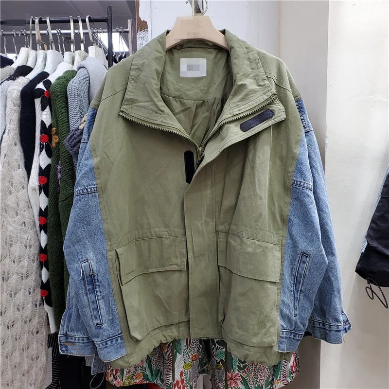 SeeBeautiful Spliced Denim Loose Jacket Coat Lapel Long Sleeve Zipper Contrast Color Women Spring 2022 New Fashion Tide G499 
SeeBeautiful Spliced Denim Loose Jacket Coat Lapel Long Sleeve Zipper Contrast Color Women Spring 2022 New Fashion Tide G499