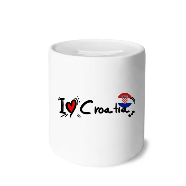 

I Love Croatia Word Flag Love Heart Illustration Money Box Saving Banks Ceramic Coin Case Kids Adults