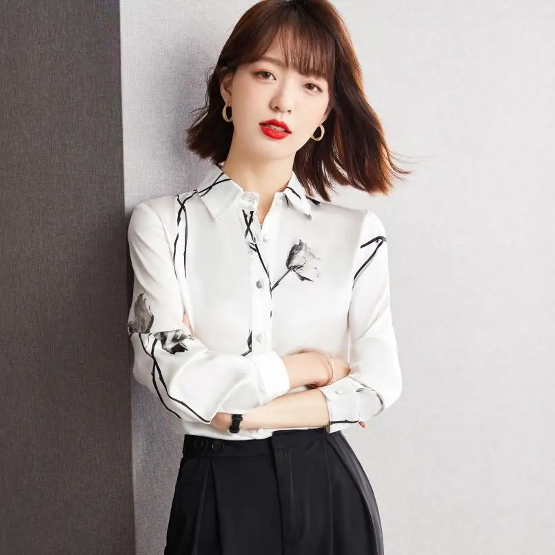 Simgent Women Silk Blouse Long Sleeve Turn Down Collar Elegant Print Office Shirts for Woman Ladies Tops Blusas SG19229
Simgent Women Silk Blouse Long Sleeve Turn Down Collar Elegant Print Office Shirts for Woman Ladies Tops Blusas SG19229