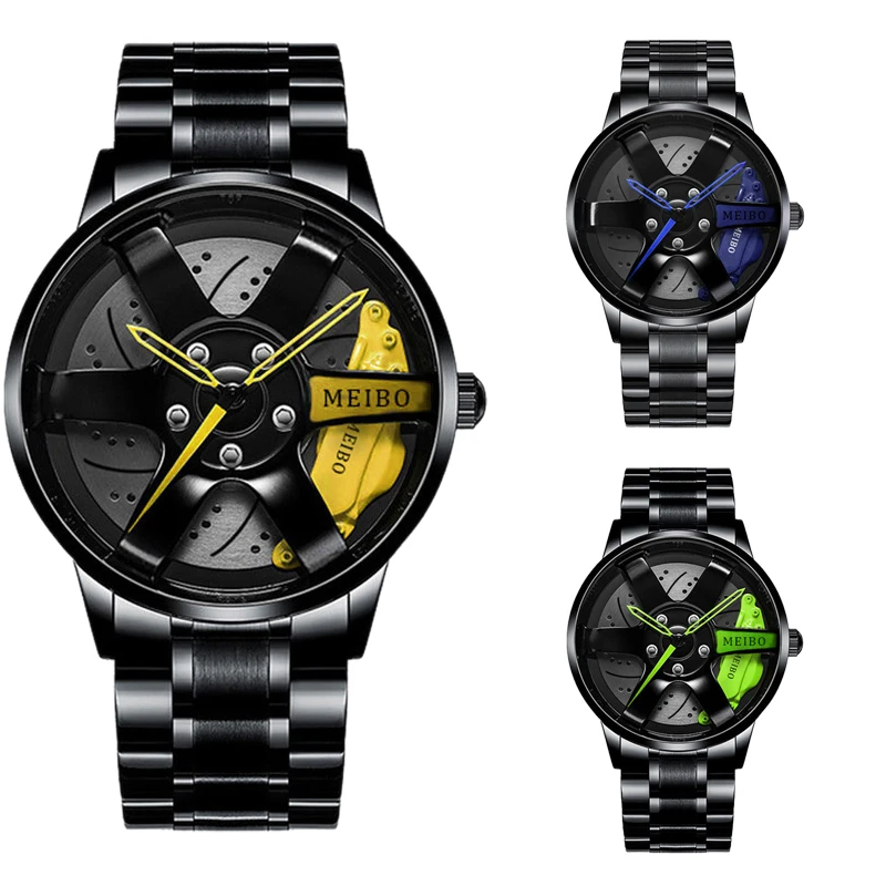 Luxury Men's Quartz Watch Car Wheel Fashion Style Stainless Steel Wheel Hub Creativity Non-Mechanical Wristwatch
Luxury Men's Quartz Watch Car Wheel Fashion Style Stainless Steel Wheel Hub Creativity Non-Mechanical Wristwatch