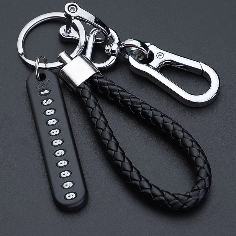 Anti-lost Car Keychain Phone Number Card Keyring Leather Braided Phone Number Plate Key Ring Auto Vehicle Key Chain Accessories
Anti-lost Car Keychain Phone Number Card Keyring Leather Braided Phone Number Plate Key Ring Auto Vehicle Key Chain Accessories