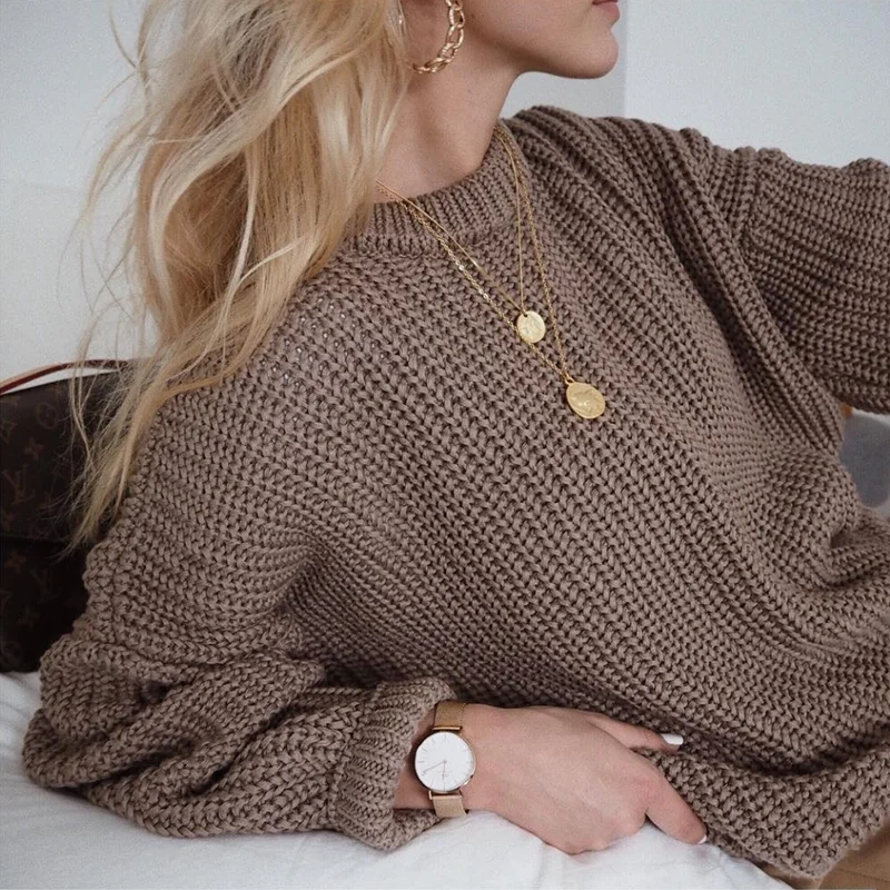 2020 Autumn Women Solid Sweater Elegant O-neck Loose Female Knitted Sweater Casual Long Sleeve Warm Oversized Pullover Jumpers
2020 Autumn Women Solid Sweater Elegant O-neck Loose Female Knitted Sweater Casual Long Sleeve Warm Oversized Pullover Jumpers