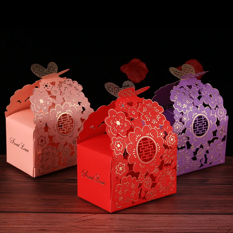 Подарочная коробка с кисточкой и бронзовым дизайном для свадебных конфет