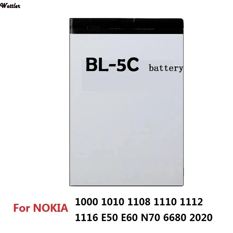 3.7V 1020mAh BL-5C Li-ion Battery For Nokia 1000 1010 1108 1110 1112 1116 E50 E60 N70 6680 2020 BL5C BL 5C Batteries
3.7V 1020mAh BL-5C Li-ion Battery For Nokia 1000 1010 1108 1110 1112 1116 E50 E60 N70 6680 2020 BL5C BL 5C Batteries