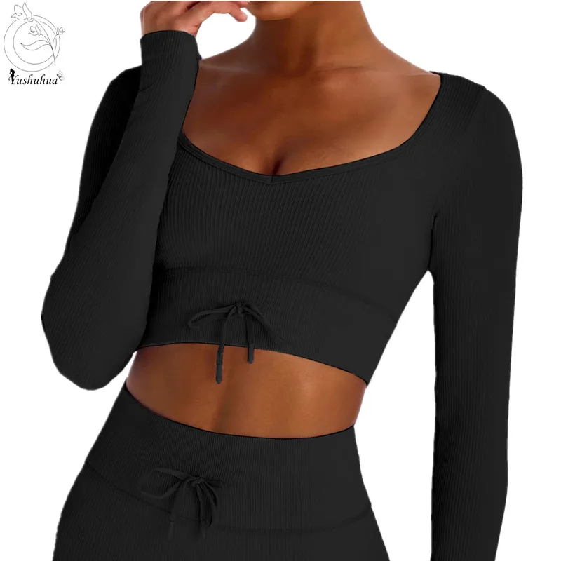 Yushuhua New Sexy Low Collar Yoga Top Hem Knotted Women Long sleeve Sports Cut Top Knitting Seamless Gym Fitness Shirt Sportswea
Yushuhua New Sexy Low Collar Yoga Top Hem Knotted Women Long sleeve Sports Cut Top Knitting Seamless Gym Fitness Shirt Sportswea