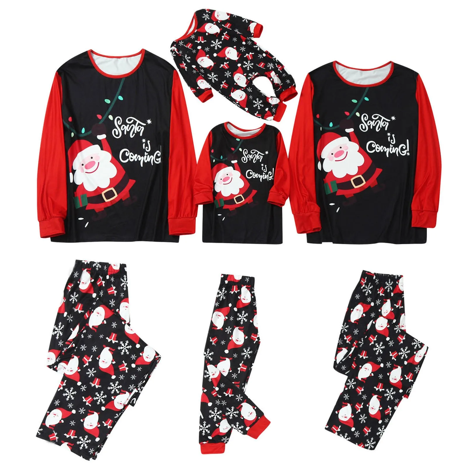 

Christmas Santa Claus Prints Family Matching Outfits Xmas Comfy Pajamas Set Clothes Matching Long Sleeve Tops+pants Set Navidad