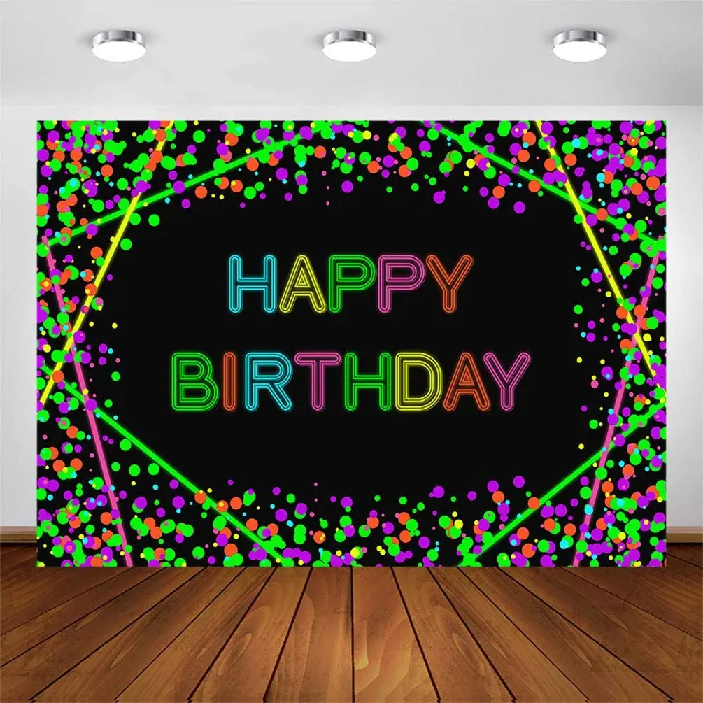 Neon Glow In The Dark Confetti Dots Happy Birthday Party Banner Photography Backdrop Let’s Glow Dance Photo Booth Background
Neon Glow In The Dark Confetti Dots Happy Birthday Party Banner Photography Backdrop Let’s Glow Dance Photo Booth Background