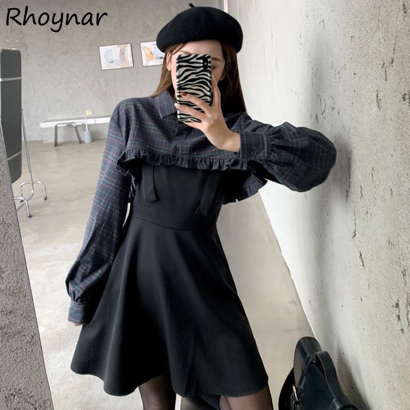 Sets Women Shirts and Dresses Plaid Slim A-line Streetwear Cool Girls Students Ulzzang Turn-down Collar Casual Strap All-match
Sets Women Shirts and Dresses Plaid Slim A-line Streetwear Cool Girls Students Ulzzang Turn-down Collar Casual Strap All-match