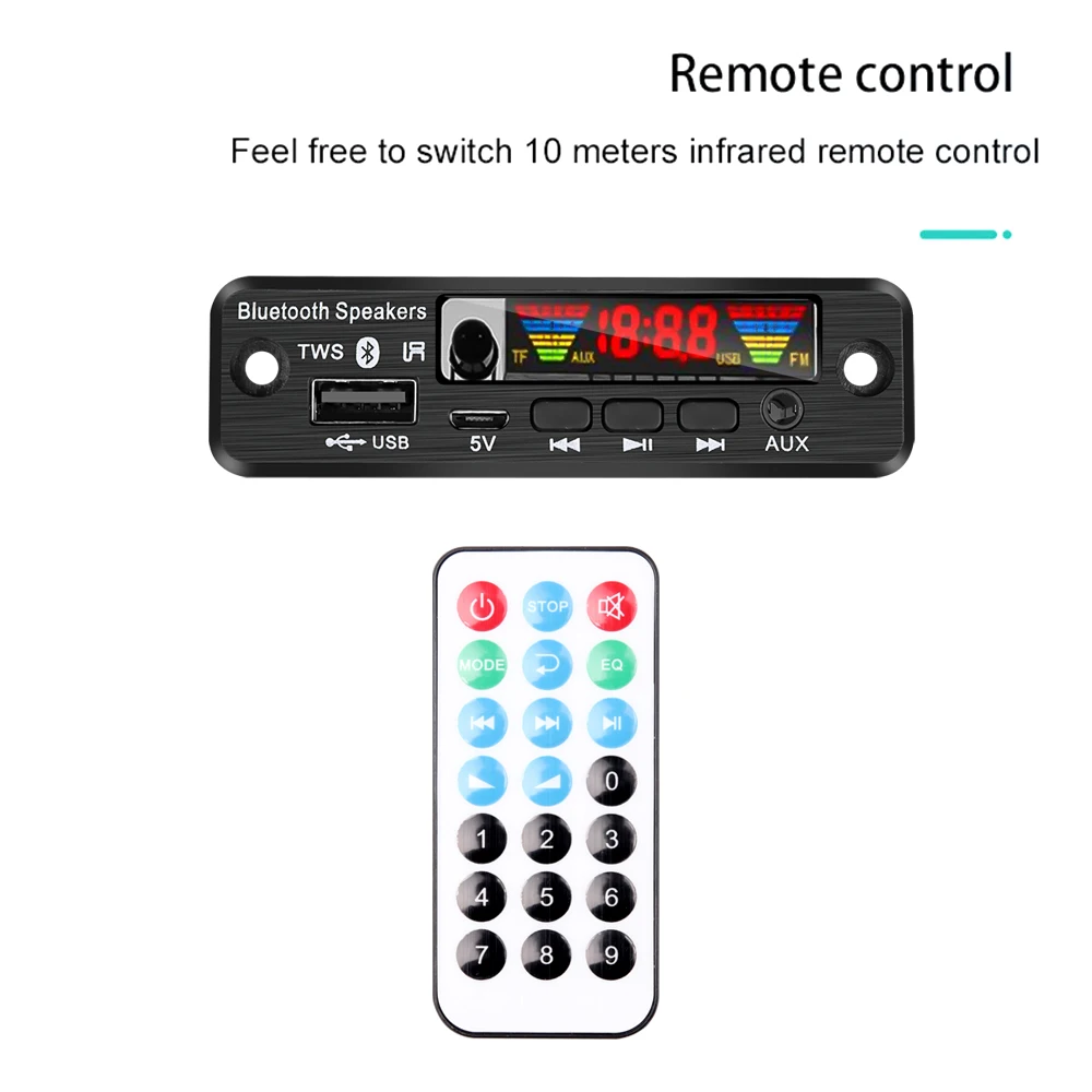 Плата декодера WMA WAV цветной экран 5 В MP3 TWS Bluetooth 0 беспроводной аудио модуль USB AUX TF FM