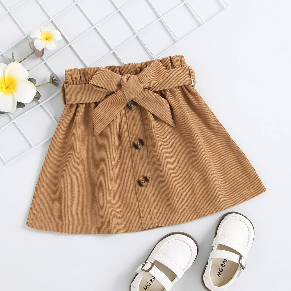 New Fashion Button Corduroy Solid Color Mini Skirt With Belt Autumn Children's Clothes Short Skirt For Girls 2-6 Years Old
New Fashion Button Corduroy Solid Color Mini Skirt With Belt Autumn Children's Clothes Short Skirt For Girls 2-6 Years Old