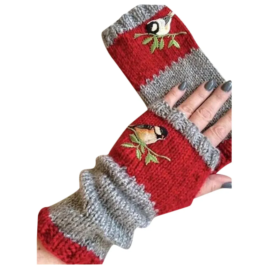 Birds Embroidery Gloves Women Knitted Fingerless Plus Velvet Color Block Splice Mittens Womens Girls Glove Rekawiczki Damskie
Birds Embroidery Gloves Women Knitted Fingerless Plus Velvet Color Block Splice Mittens Womens Girls Glove Rekawiczki Damskie