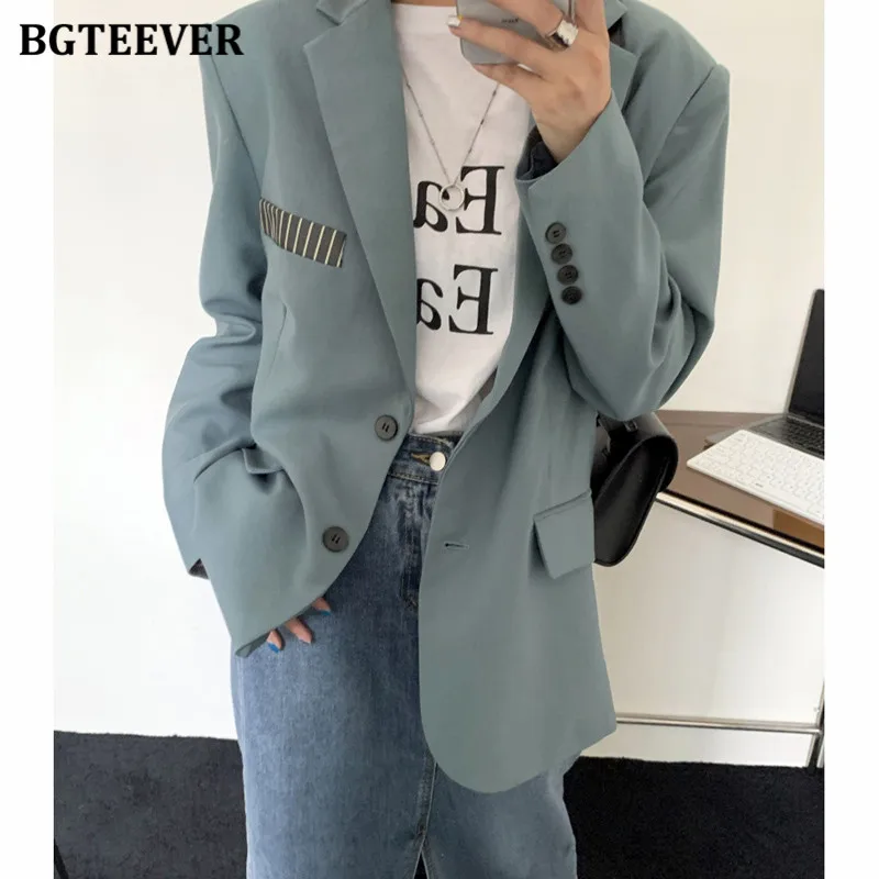 BGTEEVER Streetwear Notched Collar Women Blazer Casual Long Sleeve Single-breasted Female Suit Jackets 2021 Autumn Outwear
BGTEEVER Streetwear Notched Collar Women Blazer Casual Long Sleeve Single-breasted Female Suit Jackets 2021 Autumn Outwear