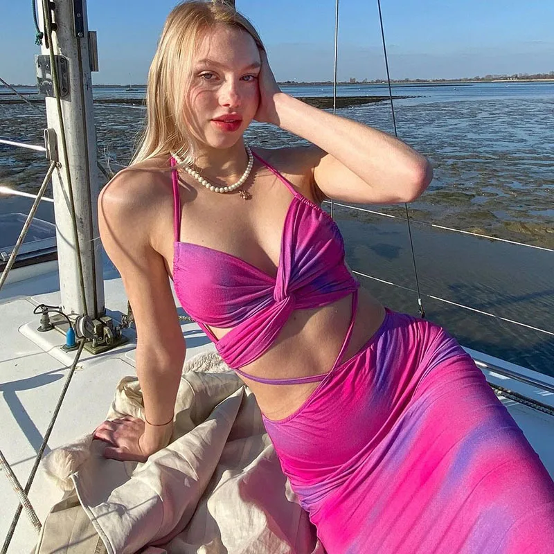 Women Cross Bandage Sexy Crop Top And Long Skirts Y2K 2 Piece Set Tie Dye Print Matching Outfit Pink Female Skirt Suits
Women Cross Bandage Sexy Crop Top And Long Skirts Y2K 2 Piece Set Tie Dye Print Matching Outfit Pink Female Skirt Suits