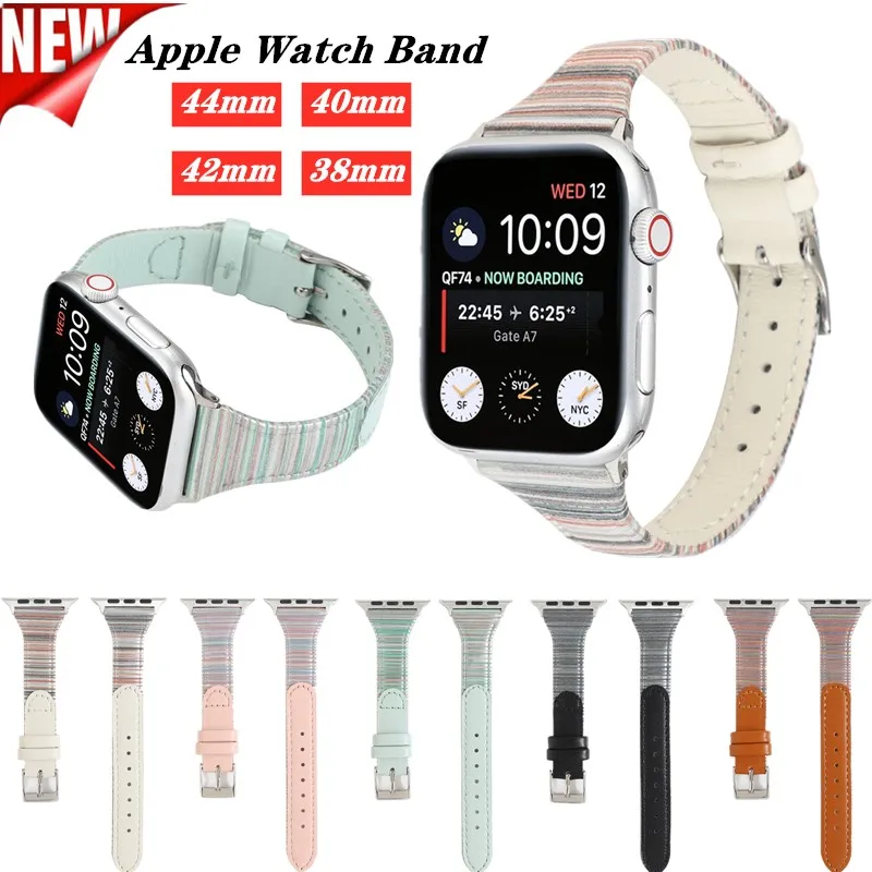 Натуральная кожа ремешок для часов 40 44 мм apple watch 4 5 женские сменный браслет