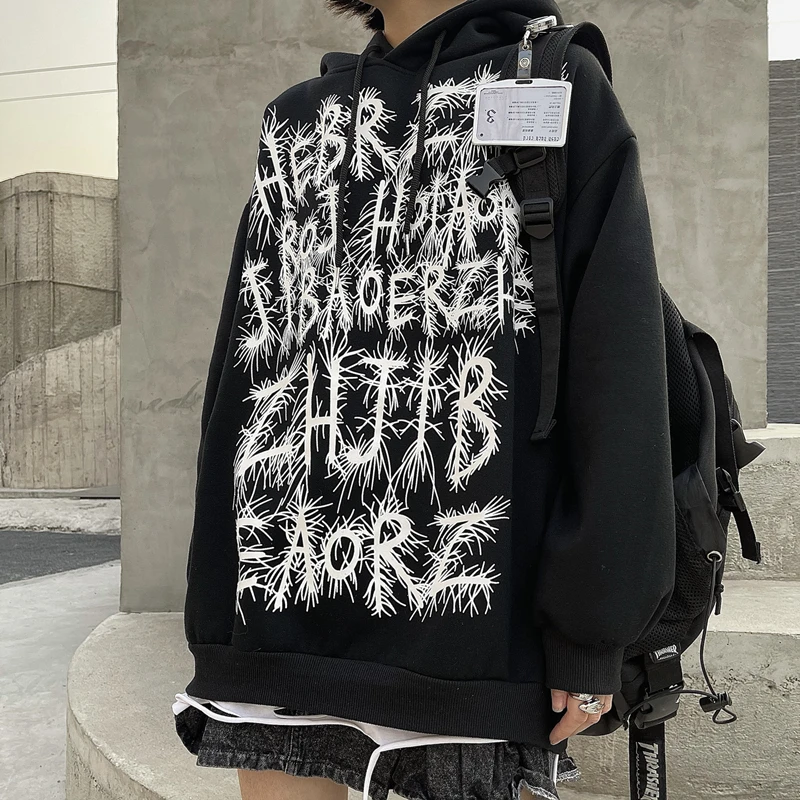 Gothic Diablo Style Ins Women Oversized Pullover Hoodies Fashion Letter Print Thicken Warm Lady Loose Hoody женский свитер
Gothic Diablo Style Ins Women Oversized Pullover Hoodies Fashion Letter Print Thicken Warm Lady Loose Hoody женский свитер