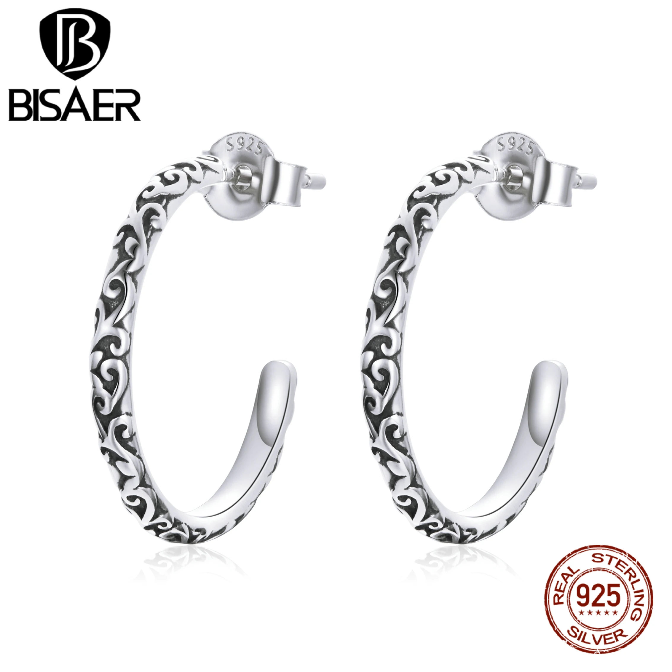 BISAER Hoop Earrings For Women 925 Sterling Silver Vintage Wreaths Earrings Fashion Silver Jewelry Trendy Accessories ECE1129
BISAER Hoop Earrings For Women 925 Sterling Silver Vintage Wreaths Earrings Fashion Silver Jewelry Trendy Accessories ECE1129