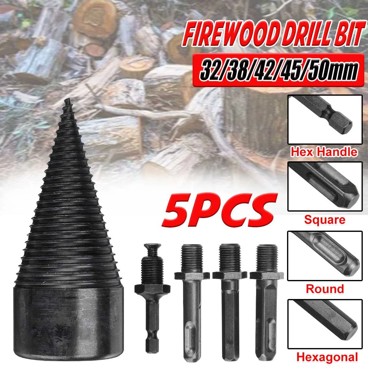 32/38/42/45/50mm Firewood Splitter Machine Drill Bit Round/Hex/Square Shank Wood Split Cone Reamer Drill Bit Woodworking Tools
32/38/42/45/50mm Firewood Splitter Machine Drill Bit Round/Hex/Square Shank Wood Split Cone Reamer Drill Bit Woodworking Tools
