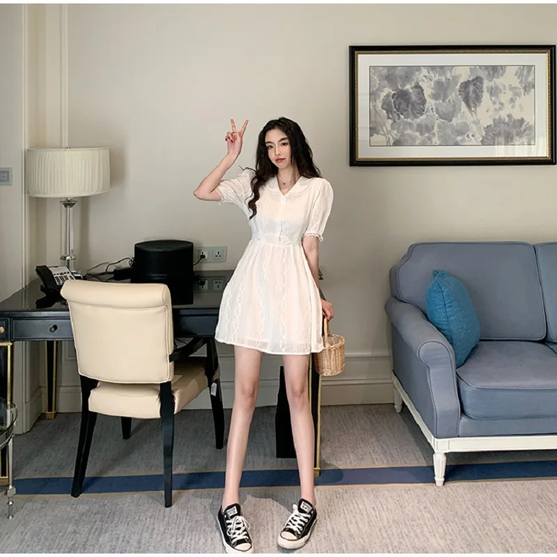 GRUIICEEN Korea Style Elegant Sweet White Lace Dress Women Summer Party Slim Peter Pan Collar Tunic Short Dress
GRUIICEEN Korea Style Elegant Sweet White Lace Dress Women Summer Party Slim Peter Pan Collar Tunic Short Dress