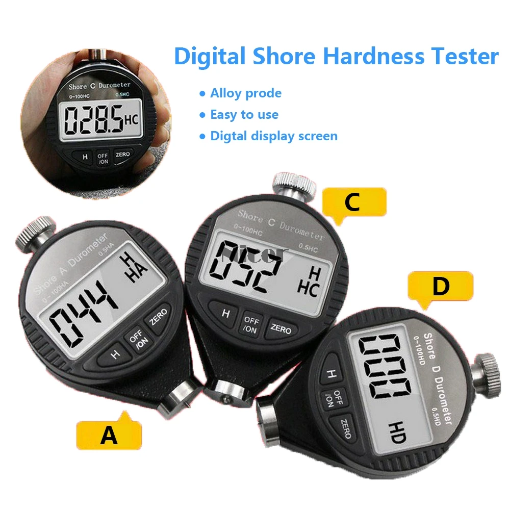Digital Shore Hardness Tester Durometer Shore A/C/D Hardness Meter Shore 0-100 For Plastic Leather Rubber Multi-resin
Digital Shore Hardness Tester Durometer Shore A/C/D Hardness Meter Shore 0-100 For Plastic Leather Rubber Multi-resin