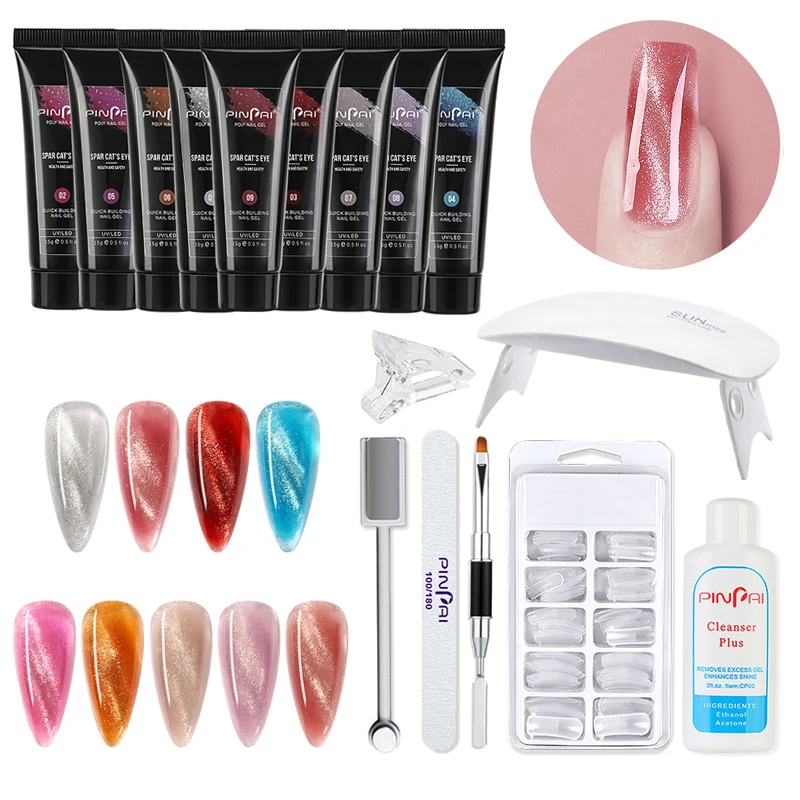 Cat Eye Effect Poly Nail Gel Kit With UV LED Lamp Builder Acrylic Magnetic Gel for Nail Art Extension Building Glitter Gel Set
Cat Eye Effect Poly Nail Gel Kit With UV LED Lamp Builder Acrylic Magnetic Gel for Nail Art Extension Building Glitter Gel Set