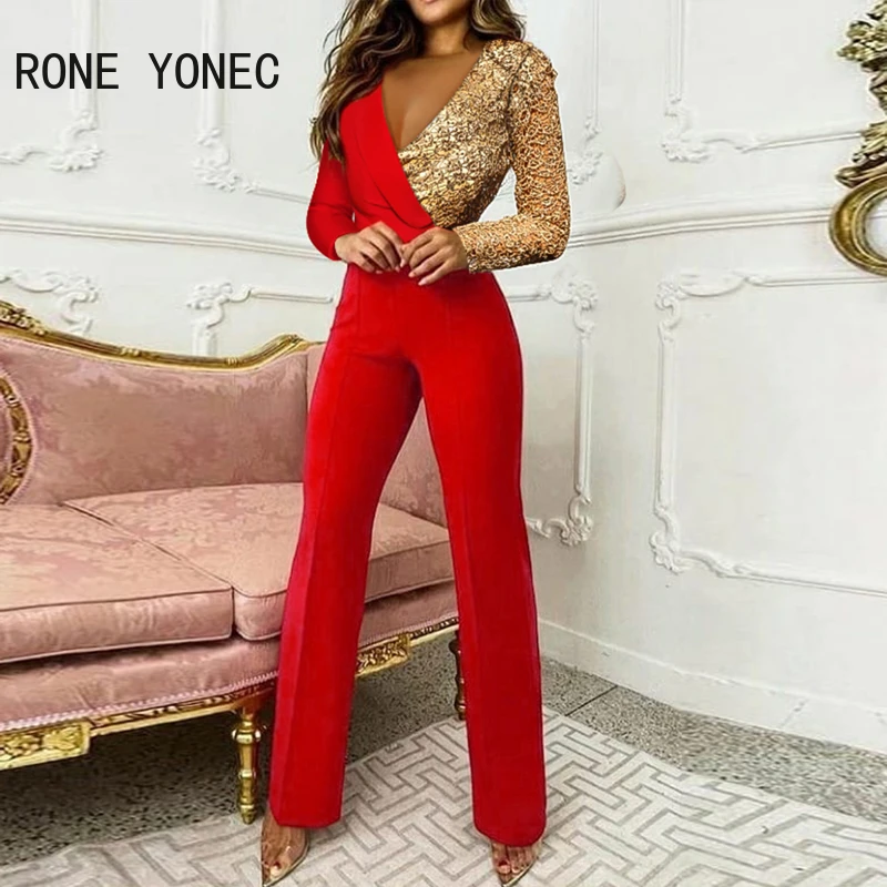 Women Elegant Chic Deep V Neck Button Casual Long Flying Sleeves Patchwork Blazer Straight Jumpsuit
Women Elegant Chic Deep V Neck Button Casual Long Flying Sleeves Patchwork Blazer Straight Jumpsuit