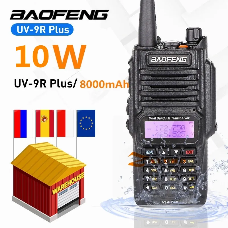 1or 2 шт Baofeng UV 9R плюс 10 Вт IP68 Водонепроницаемый Dual Band 136 174/400 520 МГц Ham Радио BF UV9R иди и