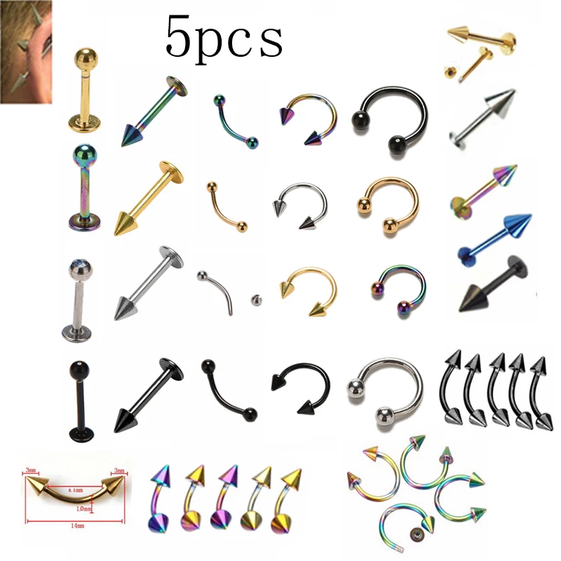 5PCS Stainless Steel Nostril Nose Ring Lip Rings Earrings Sircular Piercing Ball Horseshoe Hoop Ring Body Jewelry
5PCS Stainless Steel Nostril Nose Ring Lip Rings Earrings Sircular Piercing Ball Horseshoe Hoop Ring Body Jewelry