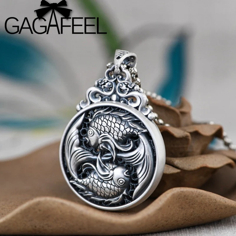 GAGAFEEL 990 Pure Silver Retro Six-character Mantra Necklace Pendant Female Model Jiqing Pisces Koi Pendant Jewelry
GAGAFEEL 990 Pure Silver Retro Six-character Mantra Necklace Pendant Female Model Jiqing Pisces Koi Pendant Jewelry