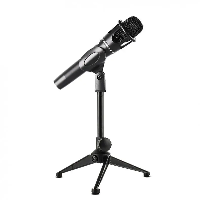 Портативный металлический микрофон с тремя ножками и подъемной стойкой углом