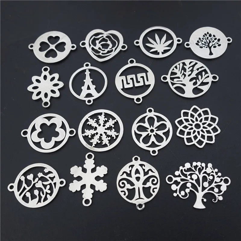 50 Pieces Mixed Stainless Steel Connector Link Clover Life Tree Snowflake Rose Daisy Flower Tower Jewelry Making DIY Findings
50 Pieces Mixed Stainless Steel Connector Link Clover Life Tree Snowflake Rose Daisy Flower Tower Jewelry Making DIY Findings