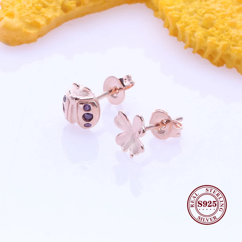 Amaia 925 Sterling Silver Rose Gold Lucky Four Leaf Clover And Ladybug Ear Stud Earrings For Women Wedding Gift Fashion Jewelry
Amaia 925 Sterling Silver Rose Gold Lucky Four Leaf Clover And Ladybug Ear Stud Earrings For Women Wedding Gift Fashion Jewelry
