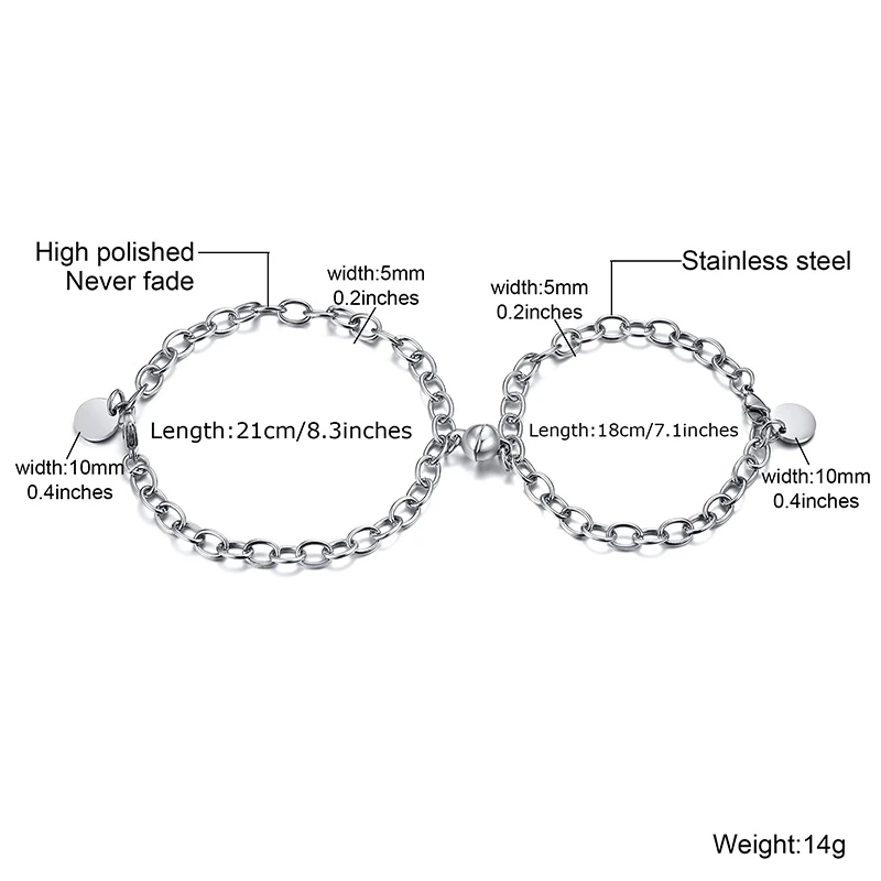 Vnox 2pcs/Set O-Shaped Chain Couple Bracelets for Men Women, Attractive 5mm Wide Stainless Steel Link Valentine's Day Gifts
Vnox 2pcs/Set O-Shaped Chain Couple Bracelets for Men Women, Attractive 5mm Wide Stainless Steel Link Valentine's Day Gifts