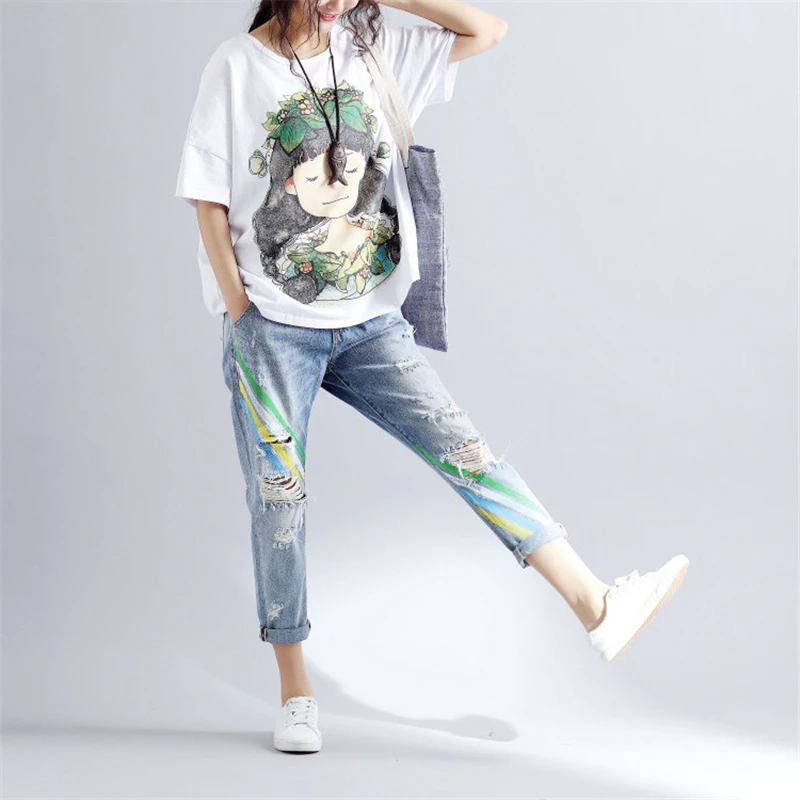 Short Sleeve O-neck T-shirt Korea Style Cartoon Wreath Girl Print Female Casual White Tshirt Tee Women Summer Fashion Brand
Short Sleeve O-neck T-shirt Korea Style Cartoon Wreath Girl Print Female Casual White Tshirt Tee Women Summer Fashion Brand