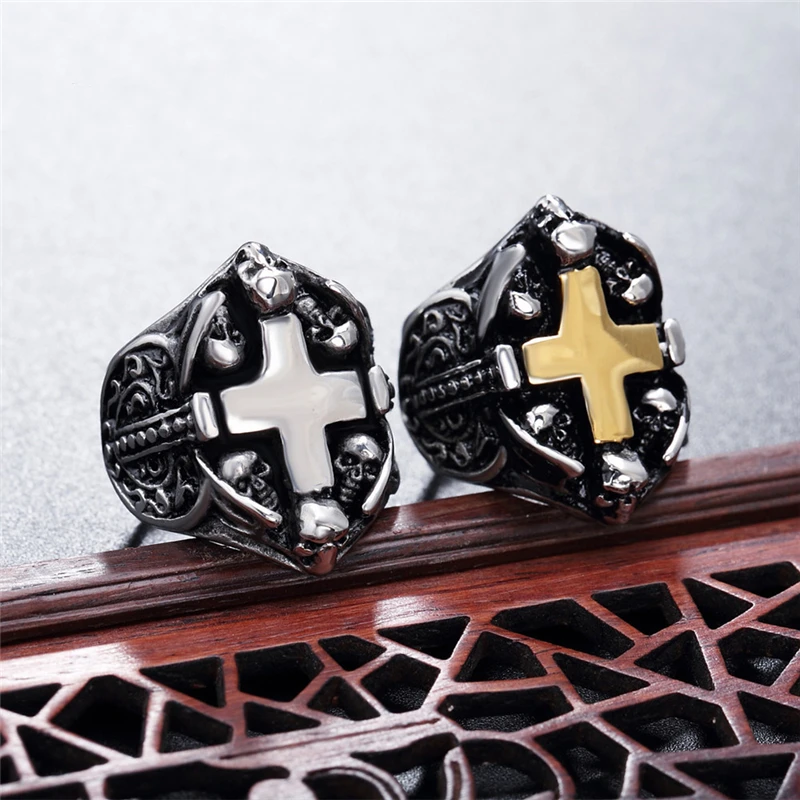 High Quality Gold Color Cross Rings Men Bijoux Wedding Gift Vintage 316l Stainless Steel Engagement Bands for Women Freeshipping
High Quality Gold Color Cross Rings Men Bijoux Wedding Gift Vintage 316l Stainless Steel Engagement Bands for Women Freeshipping