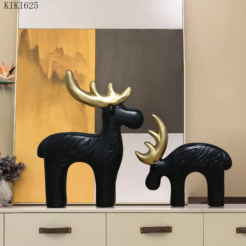2-piece Set of Creative Black Elk Figurines Resin Animal Decoration Living Room Bedroom Desktop Couple Deer Home Decoration Gift
2-piece Set of Creative Black Elk Figurines Resin Animal Decoration Living Room Bedroom Desktop Couple Deer Home Decoration Gift