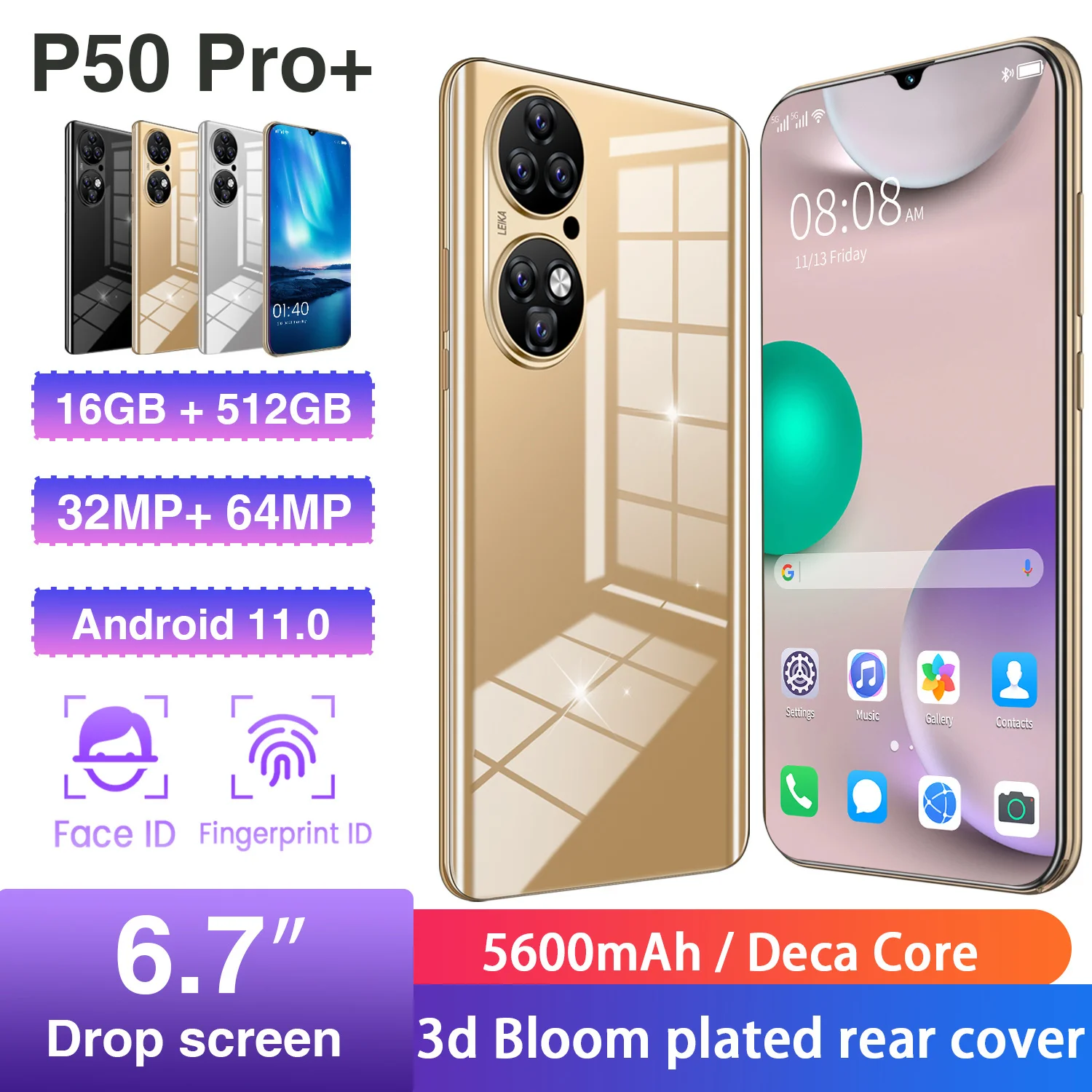 Newest Huavei P50 Pro Smartphone Global Version 6.7 Inch Screen 6800mAh Battery 32MP 64MP Camera Face ID 16GB 512GB 5G Cellphone
Newest Huavei P50 Pro Smartphone Global Version 6.7 Inch Screen 6800mAh Battery 32MP 64MP Camera Face ID 16GB 512GB 5G Cellphone