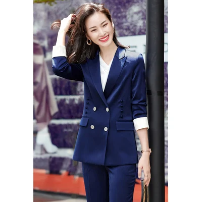 Autumn Fashion 2 Pieces Pant Suits For Women Professional Double Breasted Casual Business Suits Ladies Work Wear 4xl 
Autumn Fashion 2 Pieces Pant Suits For Women Professional Double Breasted Casual Business Suits Ladies Work Wear 4xl