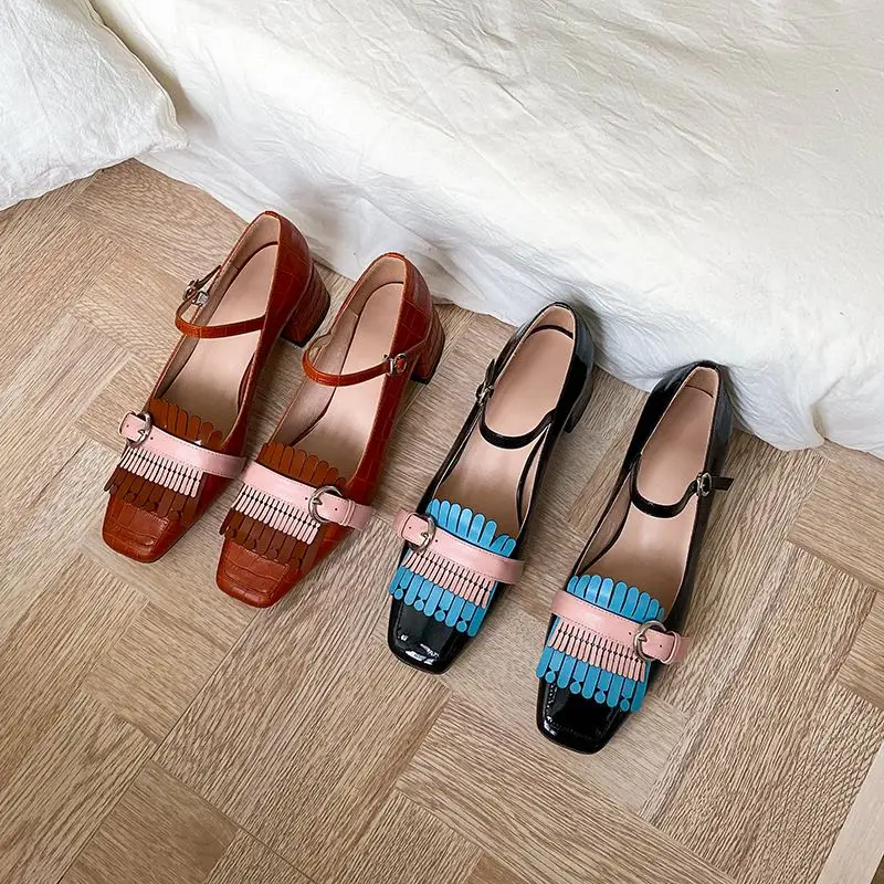 Krazing pot mixed colors genuine leather med heels square toe tassel buckle straps British school sweet dating spring pumps L09
Krazing pot mixed colors genuine leather med heels square toe tassel buckle straps British school sweet dating spring pumps L09