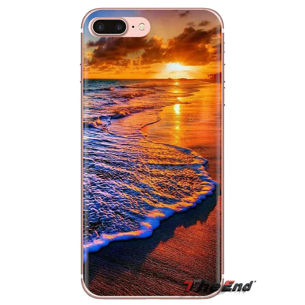 Закат пляж морские волны печати чехол для телефона из мягкого силикона ТПУ с