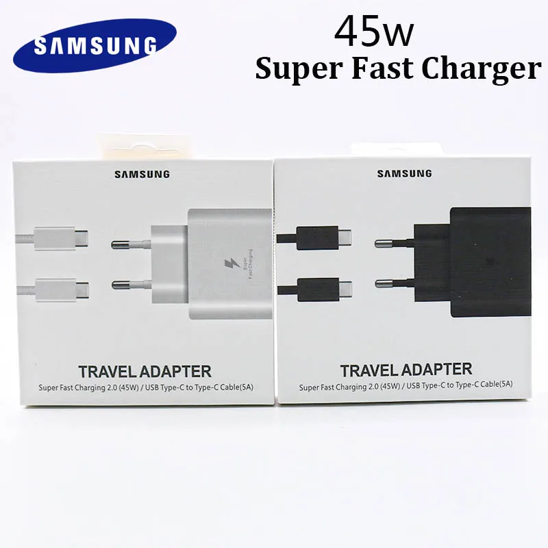 Оригинальное быстрое зарядное устройство 45 Вт EU адаптер 5A PD Type C кабель для Samsung