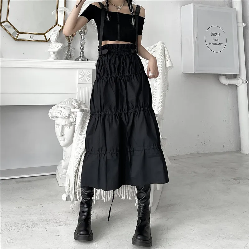 Harajuku Black Women Pleated Plus Size Midi Skirts Gothic High Waisted Bandage Vintage Fashion Kawaii Korean 2021 New Summer
Harajuku Black Women Pleated Plus Size Midi Skirts Gothic High Waisted Bandage Vintage Fashion Kawaii Korean 2021 New Summer