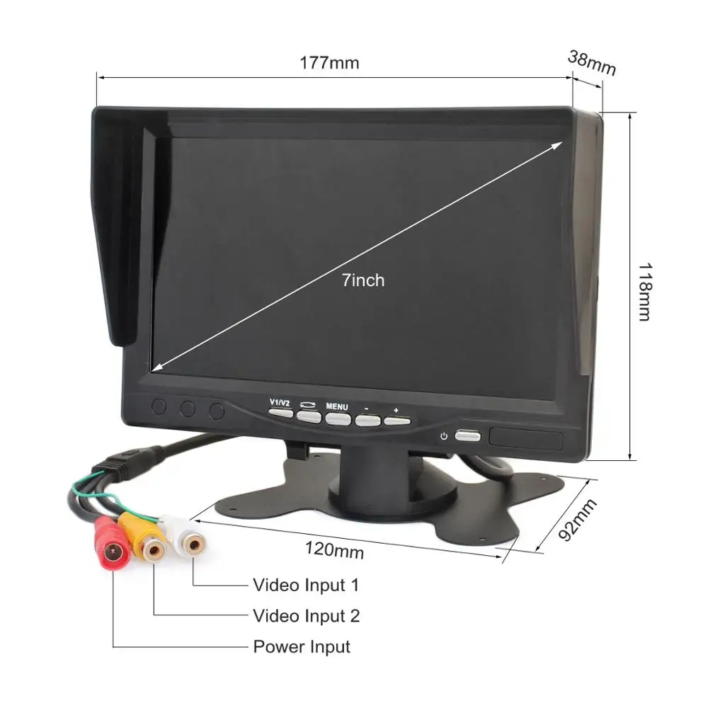 7-дюймовый HD TFT ЖК-монитор SMALUCK для автомобиля монитор заднего вида + 2x IR ночного